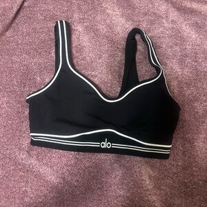 ALO Yoga Black V-Neck Sports Bra with Racerback